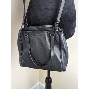 American Leather Company Black Pebbled Leather Crossbody Tote